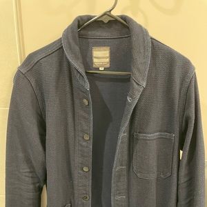 Momotoro coverall jacket in a blue waffle print